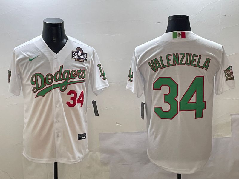 Men Los Angeles Dodgers #34 Valenzuela White Fashion Game 2025 Nike MLB Jersey style 3061